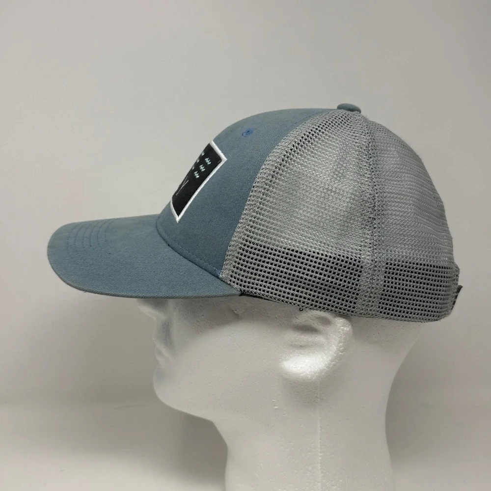 Free Fly Trucker Hat Mens Blue Grey Mesh Snapback Adjustable Logo Patch Cap